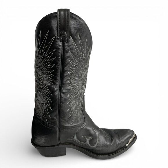 Canada West Black Buffalo Leather Western Cowboy Boots Indian Chief Men's 9.5 EE - Picture 9 of 16